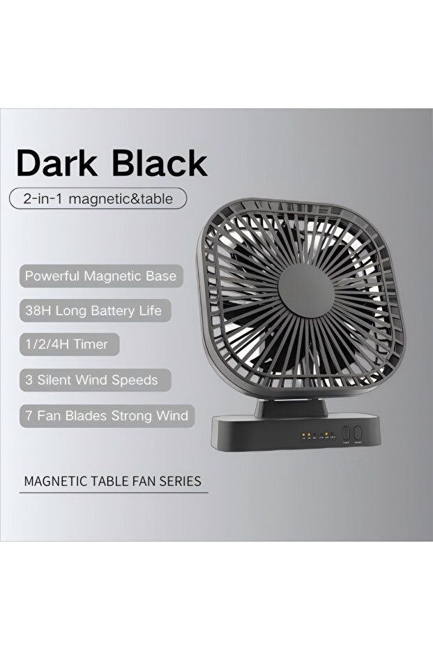 مروحة طاولة صغيرة سوداء من OPOLAR بسعة 5000 مللي أمبير مع قاعدة مغناطيسية، مروحة شخصية محمولة صغيرة تعمل بـUSB، هادئة وقوية