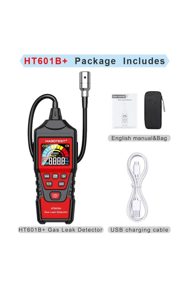 HT601B Plus HABOTEST HT601A HT601B Gas Leak Detector 0-1000PPM Sound & Screen Alarm Combustible Natu