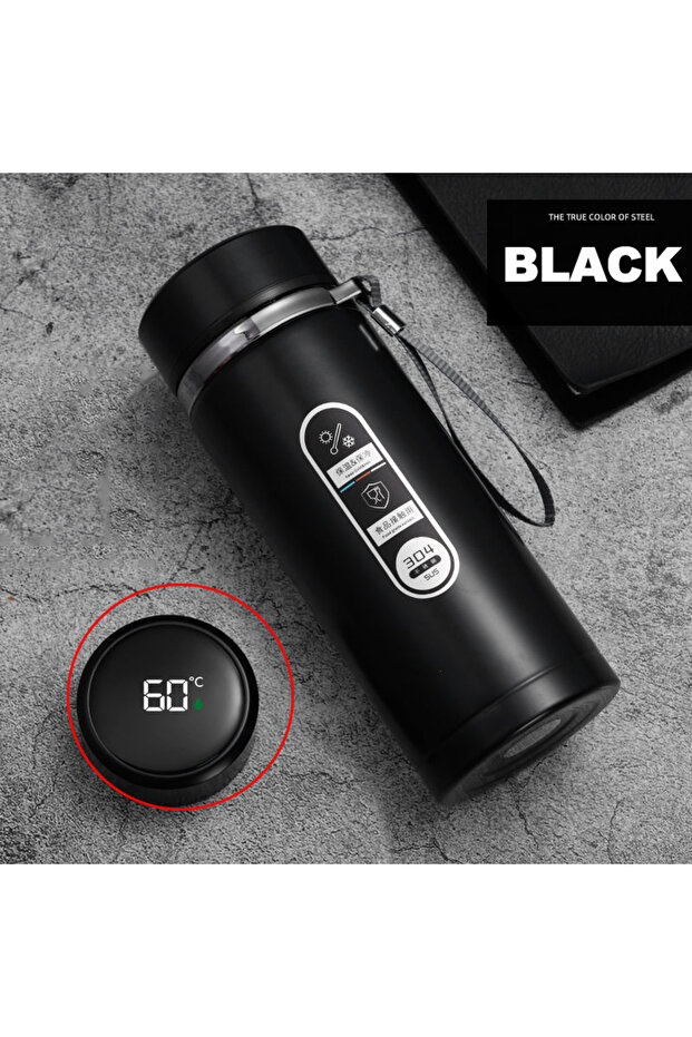 500ML Black SoftAura Stainless Steel Thermos Bottle LED Temperature Display 500ML- 1L Sus304 Vacuum