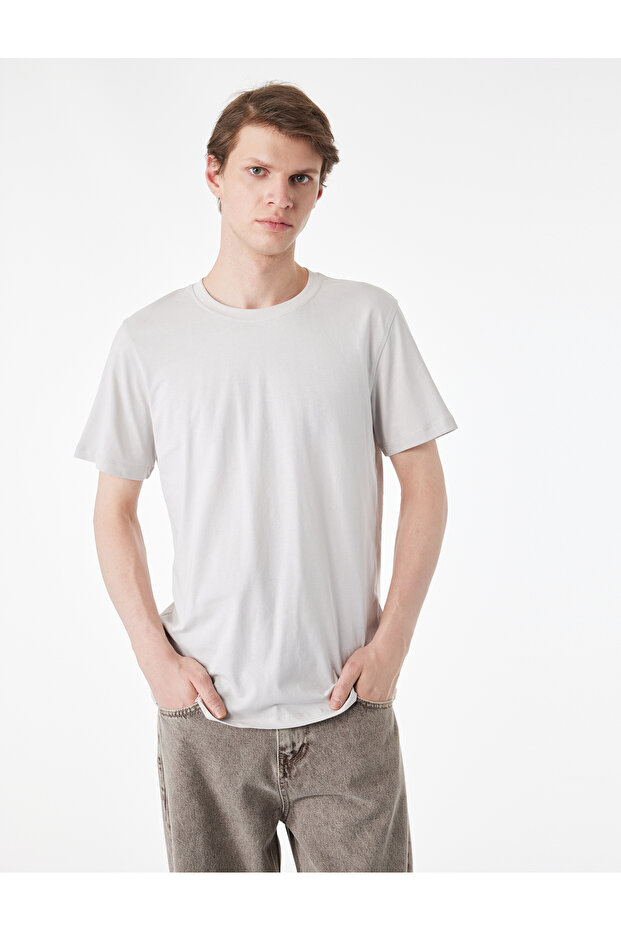 Cotton Short Sleeve Crew Neck Slim Fit Men's Basic T-Shirt