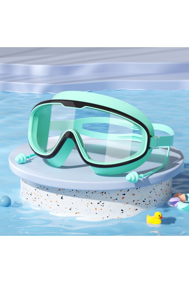Black-green Kids Swimming Goggles Big Frame HD View Anti-fog Waterproof Children's Swim Goggles Boys