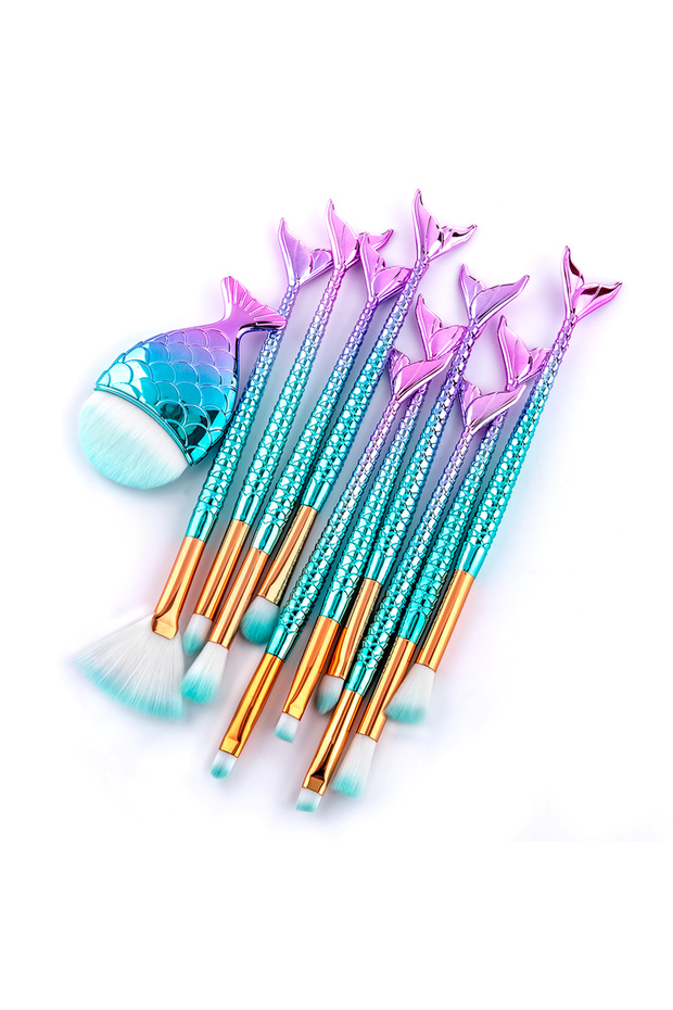11pcs Brushes 10/11pcs Makeup Brushes Kit Maquiagem Maquillaje New Mermaid Foundation Eyebrow Eyelin