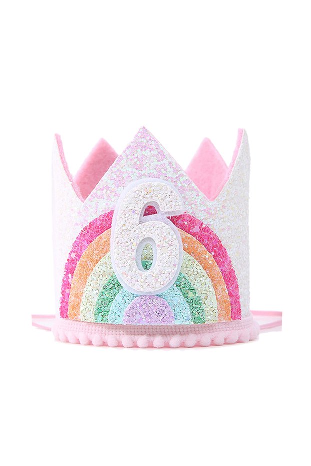 Number 6 Felt Rainbow Theme Birthday Party Crown 1st 2nd 3rd Happy Birthday Party Decor Kids Baby Sh