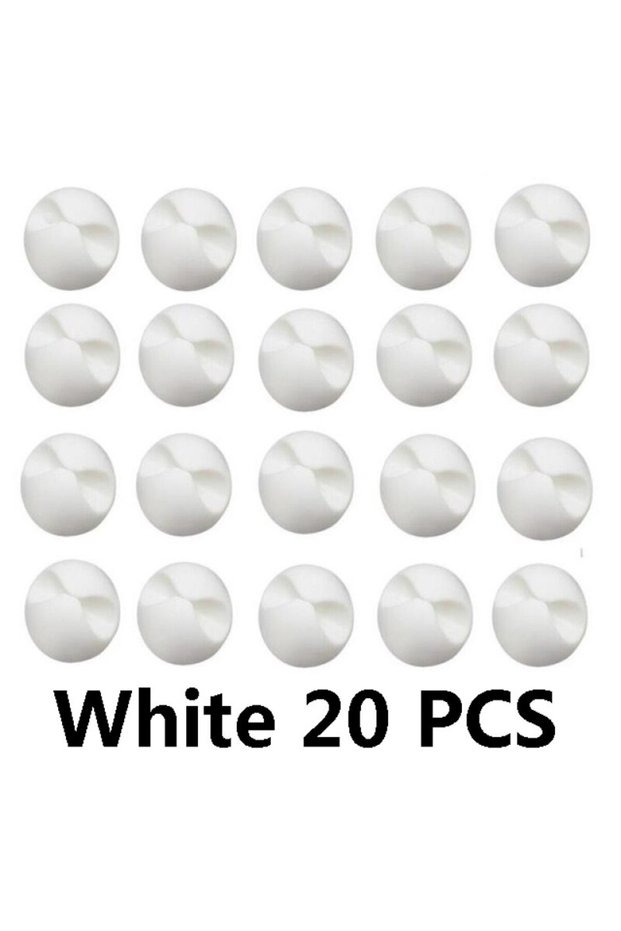 WHITE 20PCS Cable Clip Winder Organizer Round Charger Cord Clips Desk Tidy Management Wire Adhesive