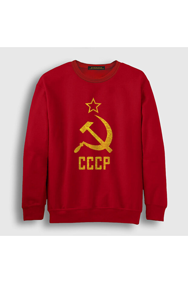 سويت شيرت أحمر بشعار Cccp للجنسين من الاتحاد السوفيتي267028تي تي