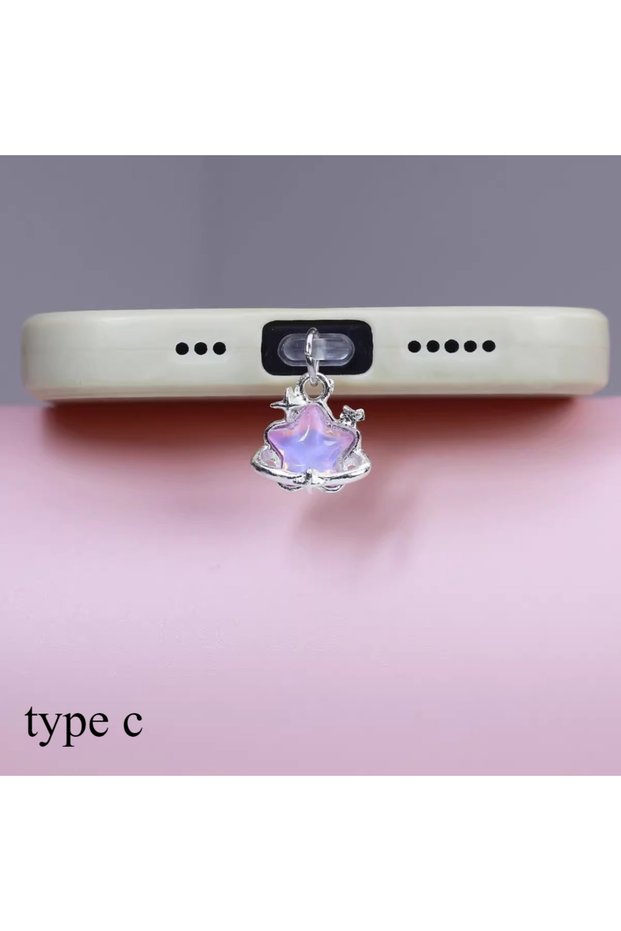 type c purple Star Simple Dust Plug Charm Lady Fashion Charge Port Plug For iPhone For AirPods Stopp