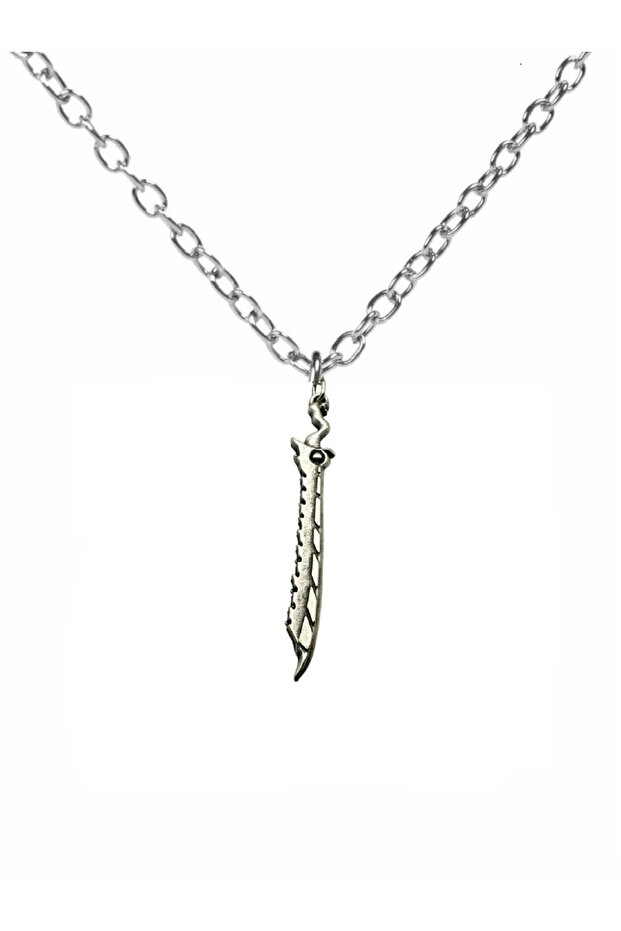 Saw Tip Sword Figured Necklace – Unisex Metal Accessory with 60 cm Chain