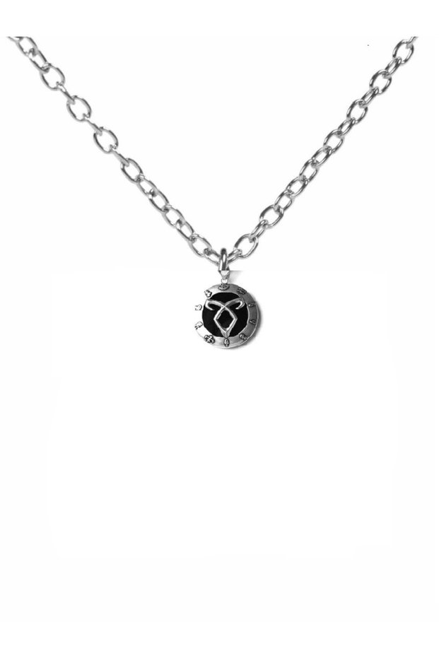 Black Angel Power Rune Symbol Necklace – Unisex Gothic Jewelry with 60 cm Chain
