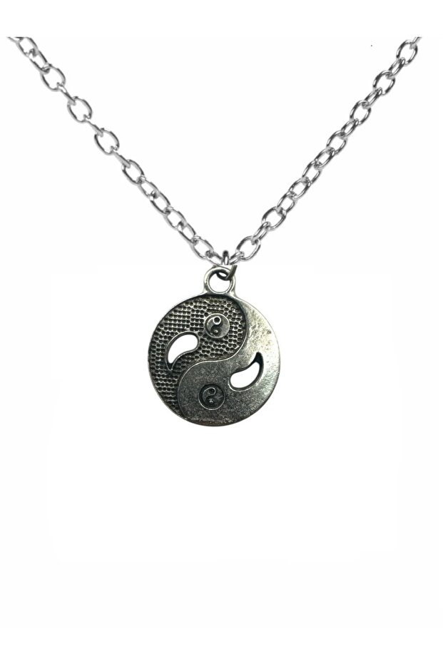 Yin Yang Symbol Figured Necklace – Zamak Plated Unisex Balance and Harmony Accessory with 60 cm Chain