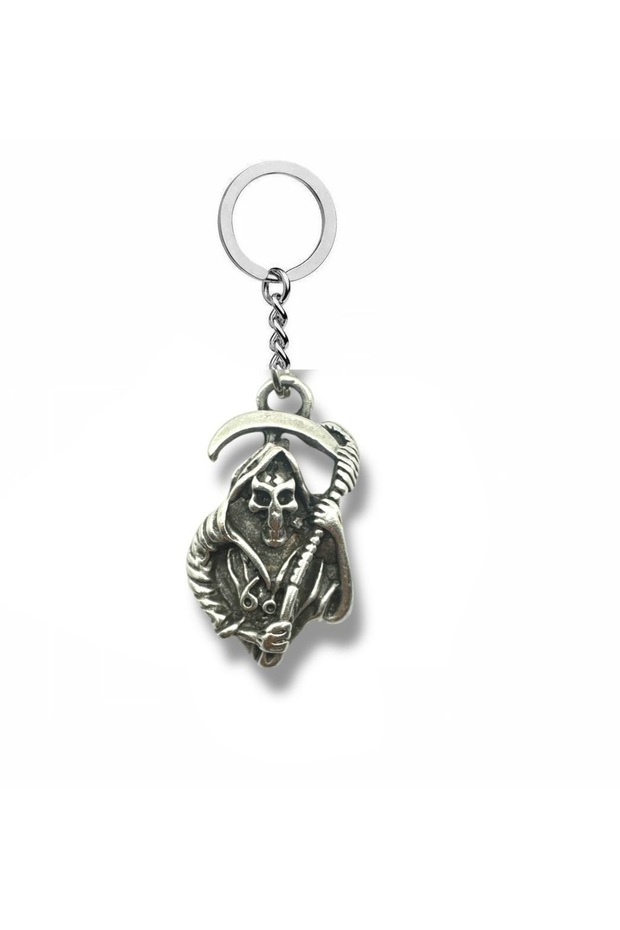 Silver Color Unisex Metal Keychain with Death Angel Figure – Gothic and Dark Accessory