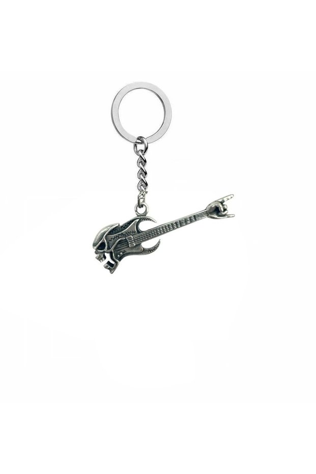 Ss Guitar Metal Keychain – Zamak Plated, Music Themed - Unisex