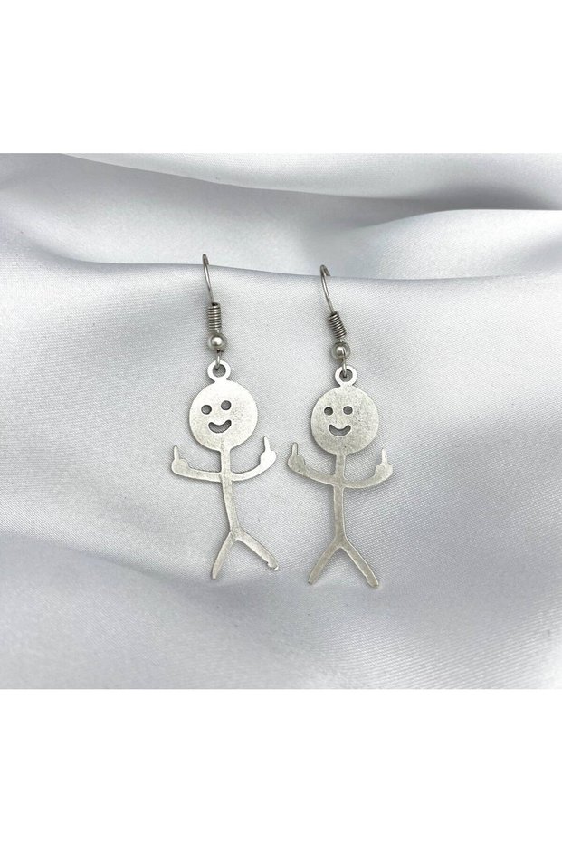 Humorous Fuxk You Middle Finger Trash Man Earrings