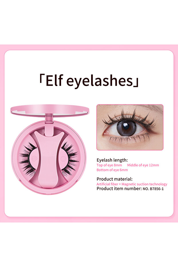 B7856-1 BQI Lightweight Magnetic False Eyelashes 1 Pair Reusable Manga-Style Lashes with Magnetic Tw