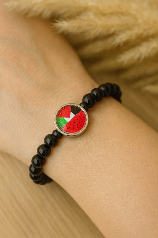 Palestine Flag Color & Watermelon Pattern Beaded Bracelet