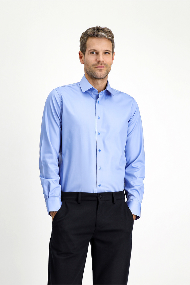 Long Sleeve Slim Fit Classic Non Iron Satin Cotton Shirt