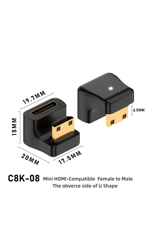 C8K-08 Mini HDMI-Compatible to Micro HDMI-Compatible 2.1 8K@60Hz Male To Female Converter Adapter fo