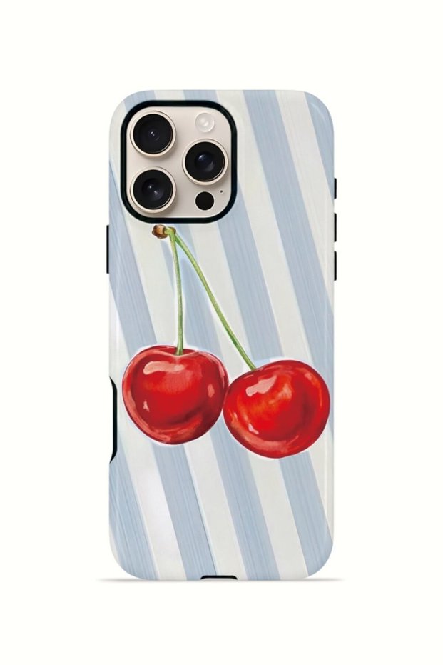 iPhone 16 Pro Vorian Double Layer Case Cherry Blue Stripe
