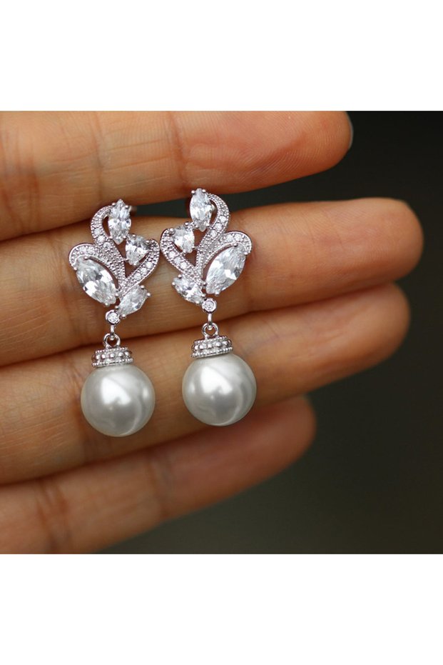 E1004 Huitan Elegant Imitation Pearl Dangle Earrings Elegant Women Party Accessories High-quality Si