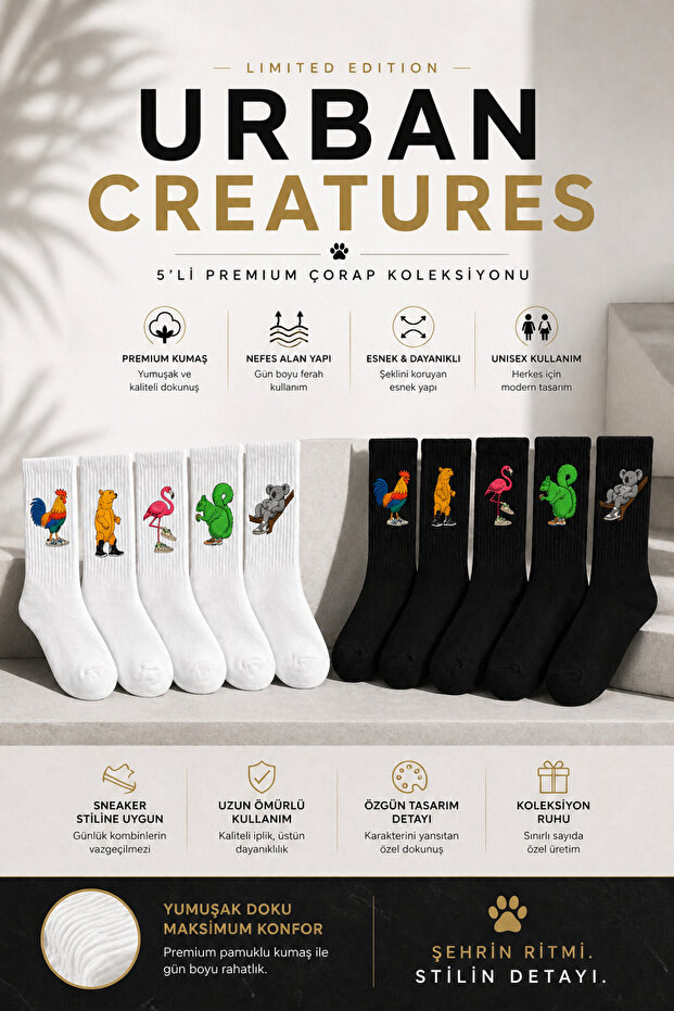 Urban Creatures – 5-Piece Premium Sock Collection