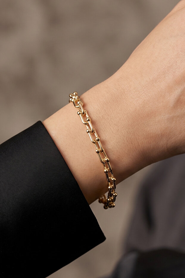 Women's Tfny Brand Chain Gold Bracelet