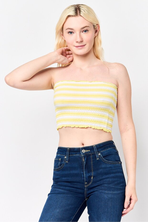 Women Straight Across Stripe Crop Top, Multicolor