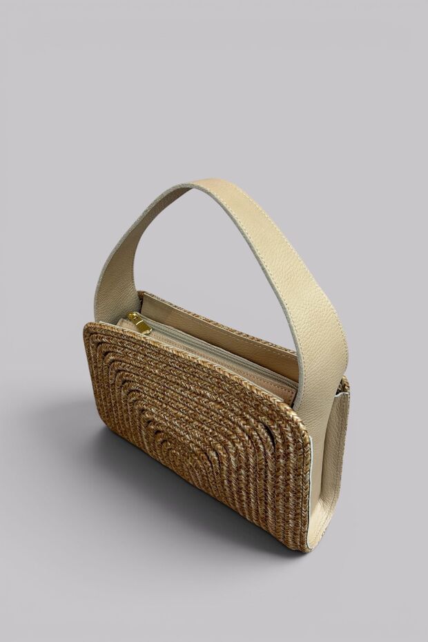 Palmera Genuine Leather & Wicker Handmade Bag – Natural, Stylish, and Timeless Women's Handbag
