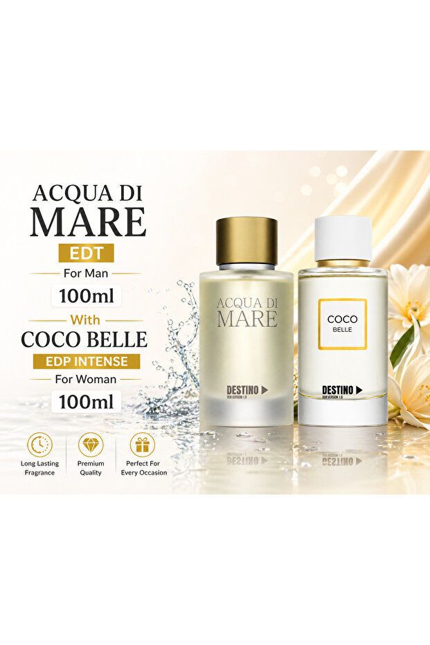 ACQUA DI MARE EDT 100ml For Men + COCO BELLE EDP INTENSE 100ml For Women – Perfume Combo Set