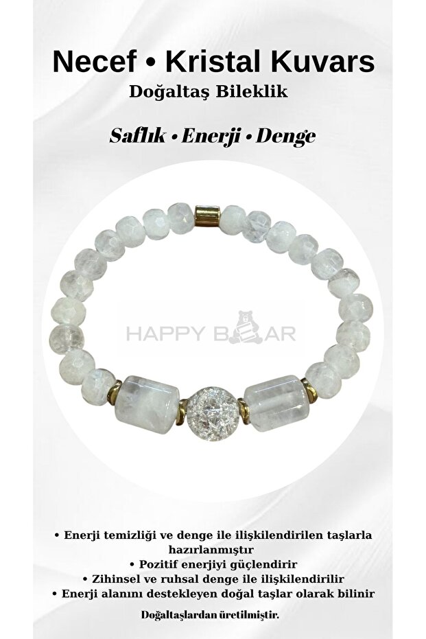 Crystal Quartz & Nephrite Natural Stone Design Bracelet – Energy and Purification