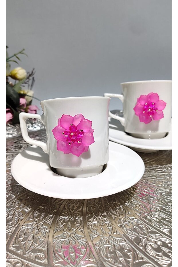 Kirli nova® fuchsia flower 2-piece porcelain cup set