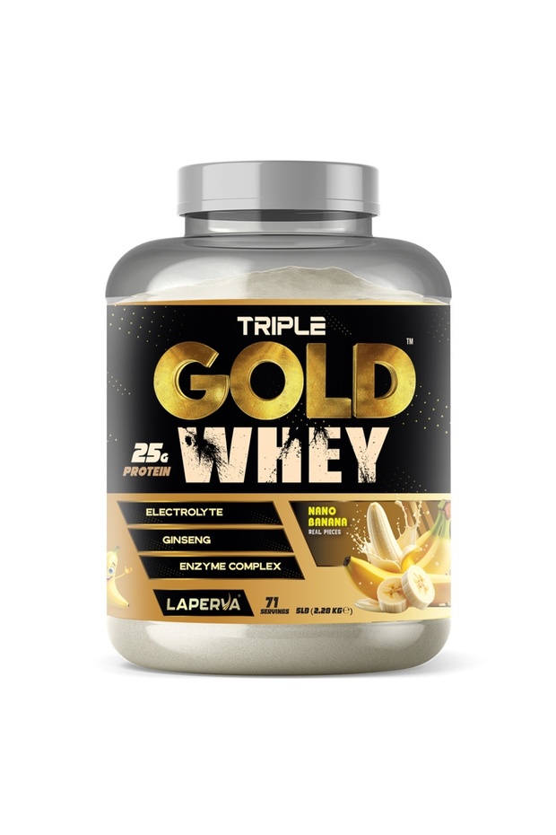 Triple Gold Whey Protein, Crunchy Nano Banana, 5 LB, (71 Serv, 2.25 Kg)