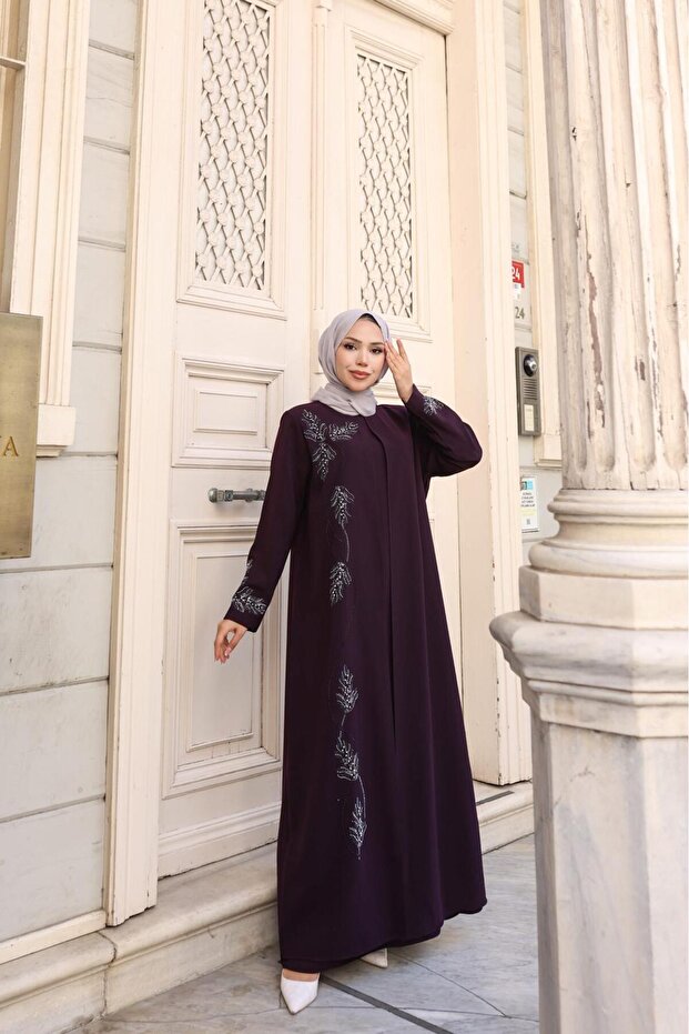 Plus Size Leaf Stone Decorated Mother's Dress