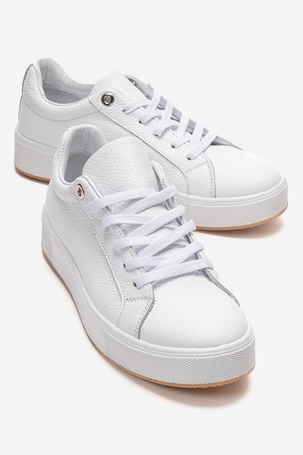 Pallen White Floter Genuine Leather Women's Casual Sports Shoes