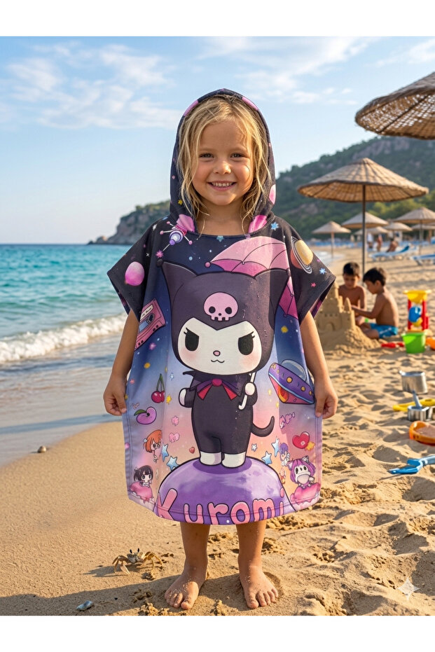 Girl's Printed Hooded Beach Towel