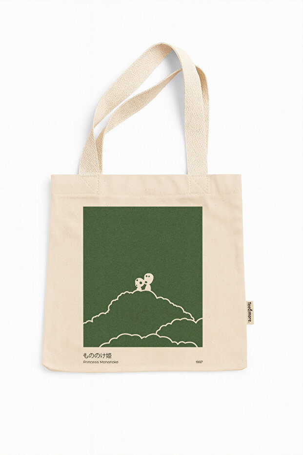 Miyazaki Princess Mononoke Printed Canvas Tote Bag with Velcro and Internal Pocket