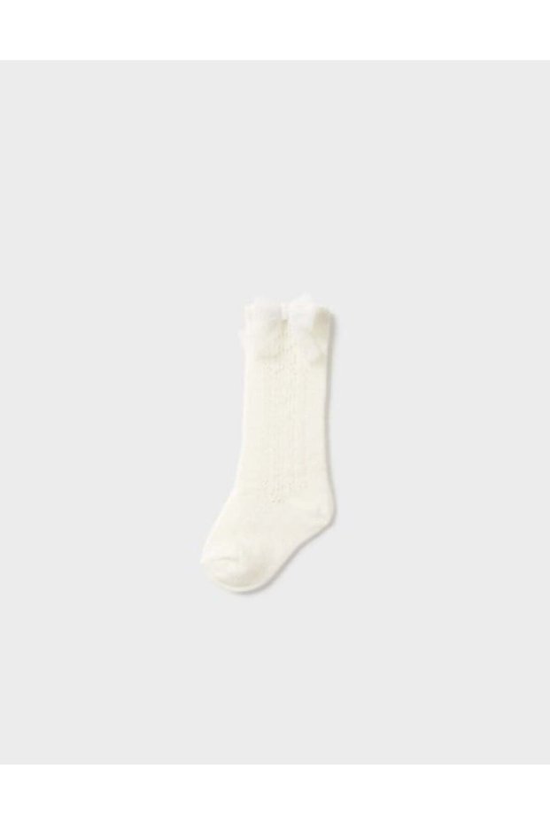Baby Girl Knee-Length Socks with Ribbon Detail, 6 Months - 4 Years, Cream
