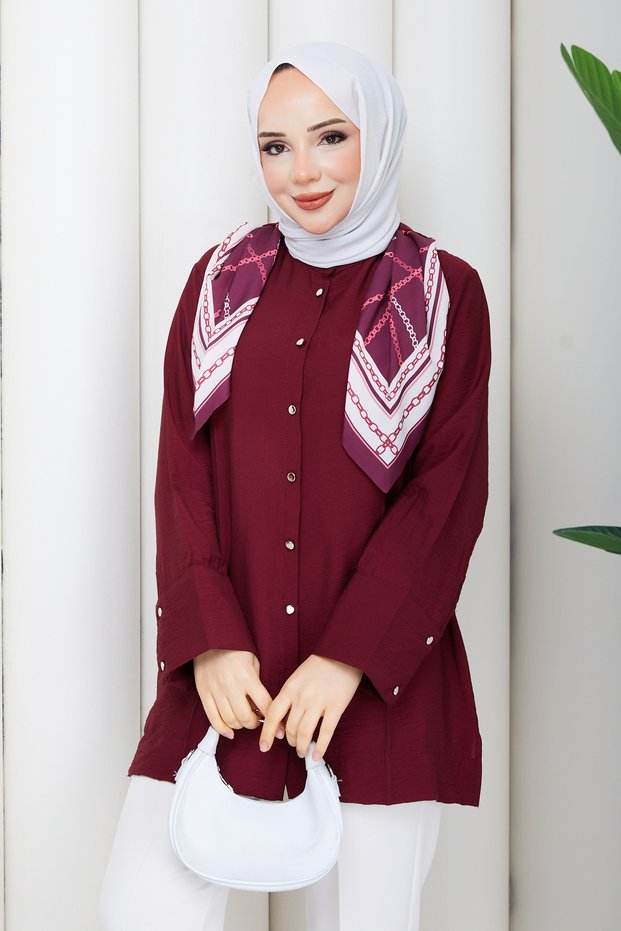Women's Scarf Wide Sleeve Detailed Shirt