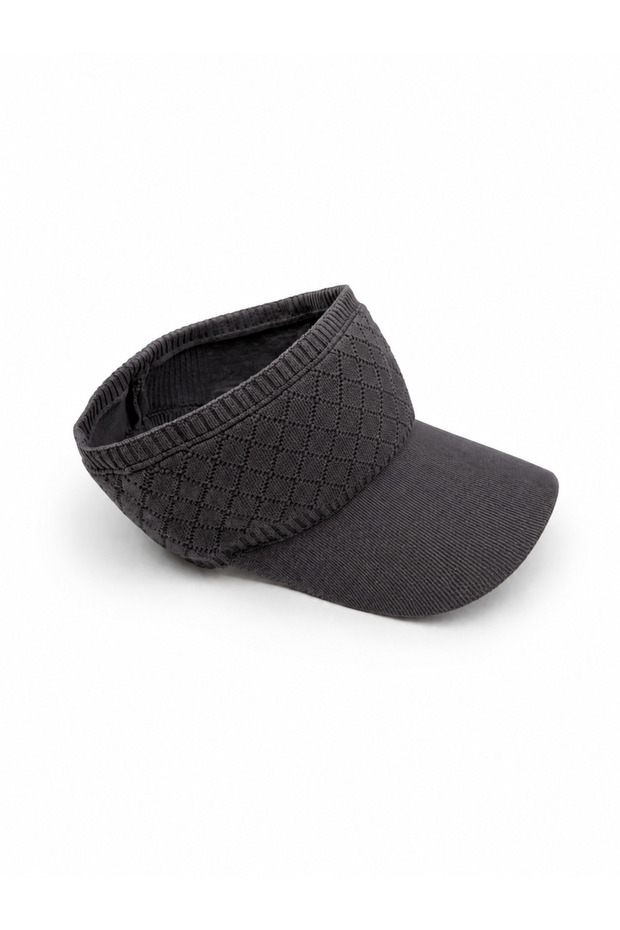 Baklava Patterned Elastic Visor Hat Gray - 4