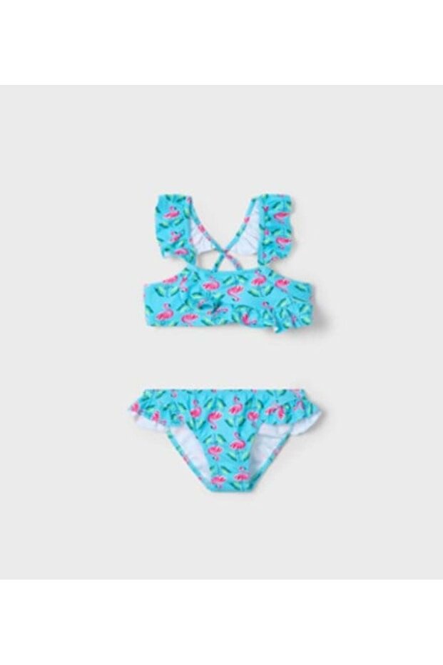 Girl's Mixed Print Cross-Back Bikini 2-10 Years Green