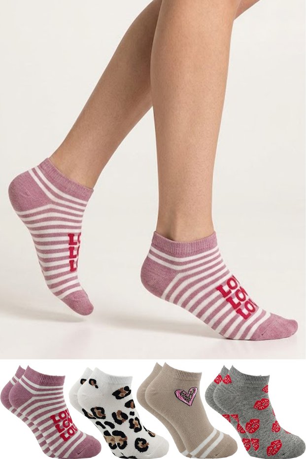 Women's Seamless Cotton Booties Socks Colorful 4-Pack