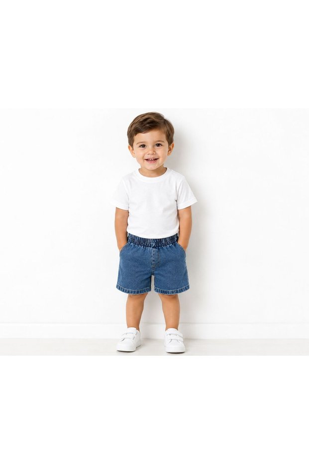 Boy's Two-Piece Set with Denim Shorts