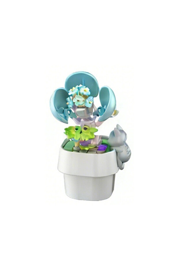 Flower Pot with Cat Figure Building Blocks 72 Pieces