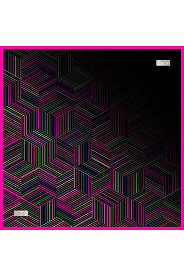 Sura Silk Scarf Fuchsia Stripe Pattern 2439 - 01