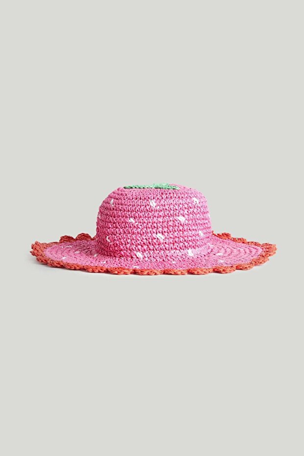 Pink Strawberry Crochet Hat