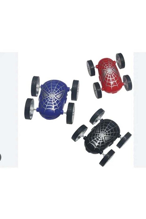 SPIDERMAN 3 pcs Flipped Spiderman design Stunt Car Friction Power Toy Mini - Red Blue Black