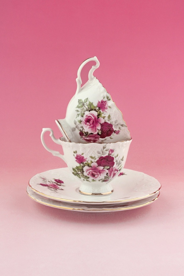 Victorian Rose Gold Gilded 2-Person Coffee Cup Set