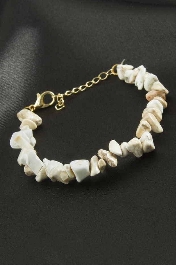 ILKESHOP سوار من الحجر الطبيعي المكسور (220450) - أبيض