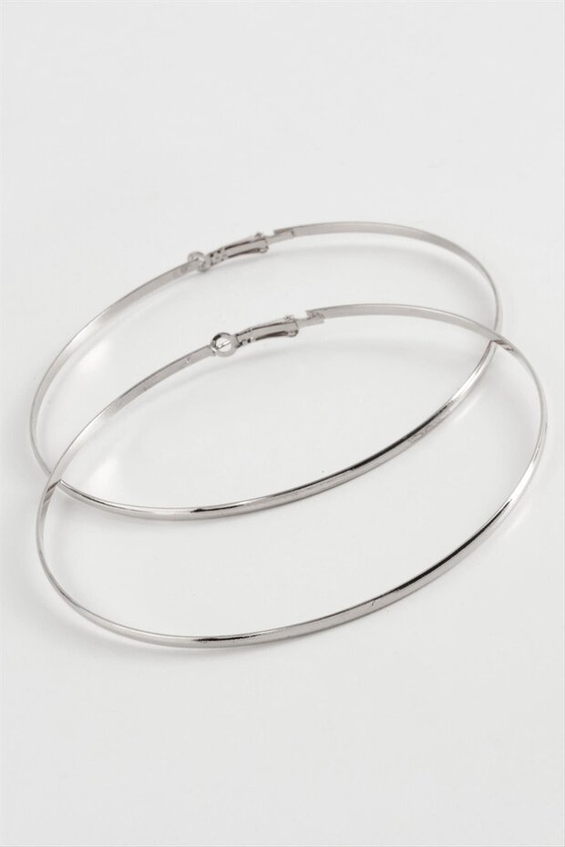 Ilkeshop Flat Metal Hoop Earrings 8-9-10 (02104) Cm-9 cm