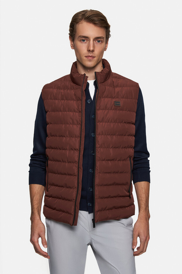 Slim Fit Tile Plain Vest Coat