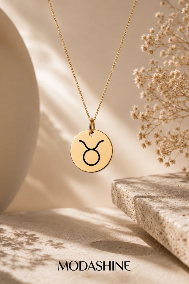 Taurus Zodiac Sign Necklace Gold Color Minimal Design Stainless Steel Astrology Horoscope Necklace Modern Women Jewelry