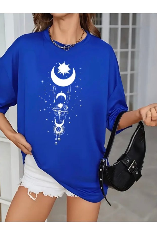New Season Galaxy Symbol Printed 100% Cotton Plus Size Women's T-Shirt